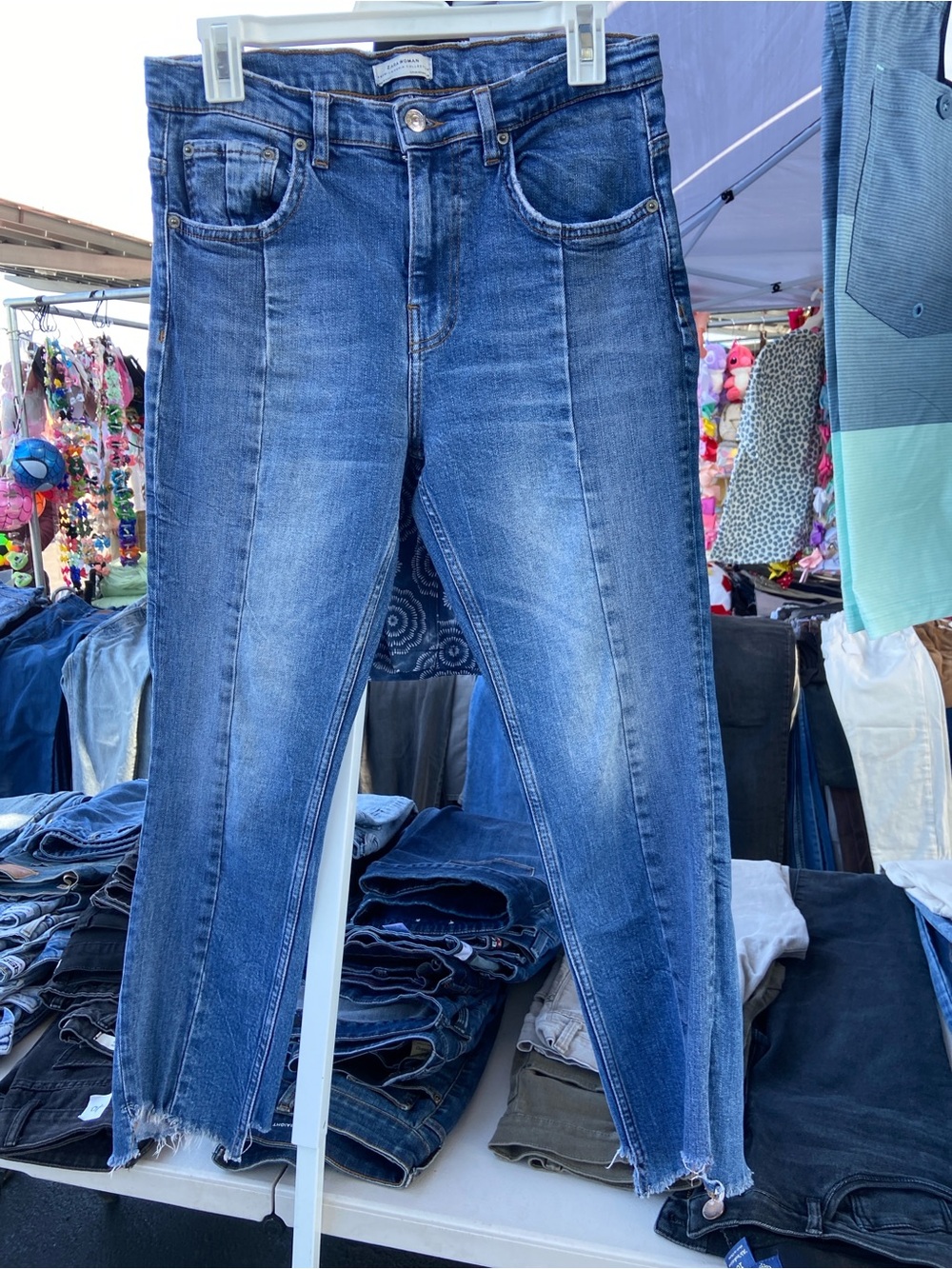 Zara Medium Blue Cropped Skinny Jeans